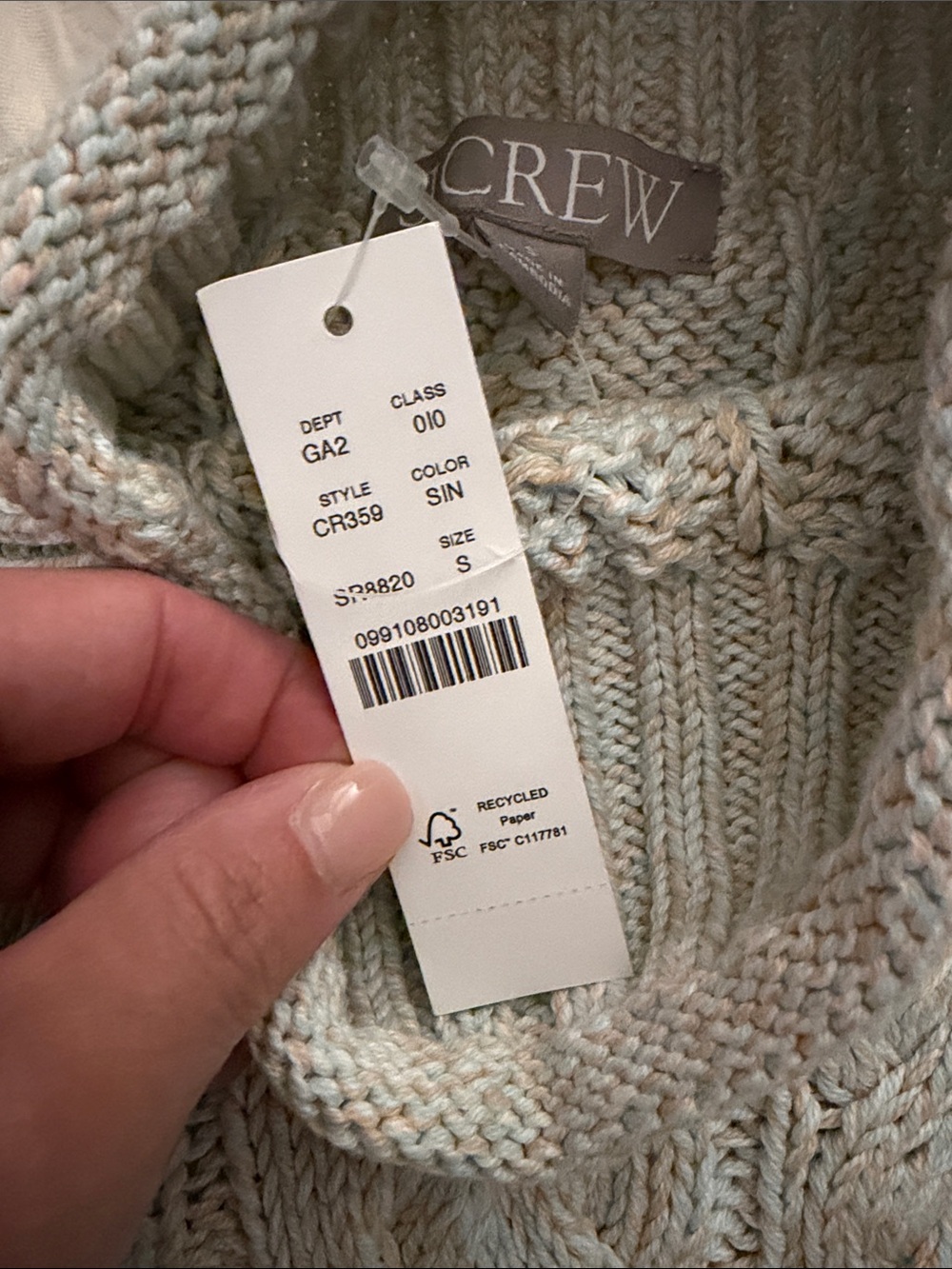 J. Crew Women's Speckled Light Mint Crewneck Sweater - Picture 2 of 4
